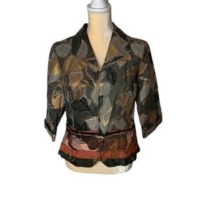 Alexis and Avery Green/Rust/Gold Fall/Autumn Scene Zip-Up Jacket Size 10 Petite